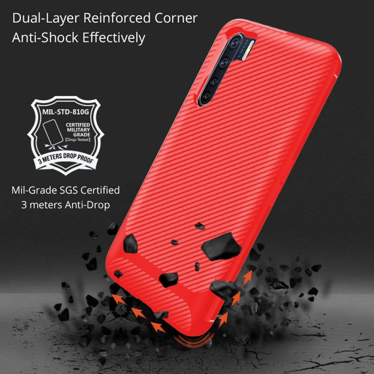 For OPPO A91 / F15 / Reno3 Carbon Fiber Texture Shockproof TPU Protective Case