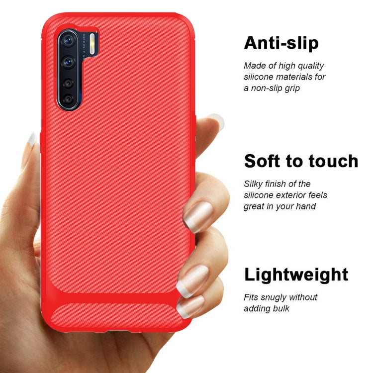 For OPPO A91 / F15 / Reno3 Carbon Fiber Texture Shockproof TPU Protective Case