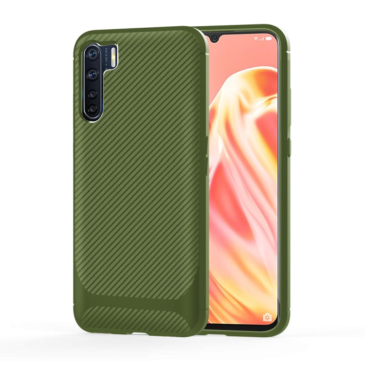 For OPPO A91 / F15 / Reno3 Carbon Fiber Texture Shockproof TPU Protective Case