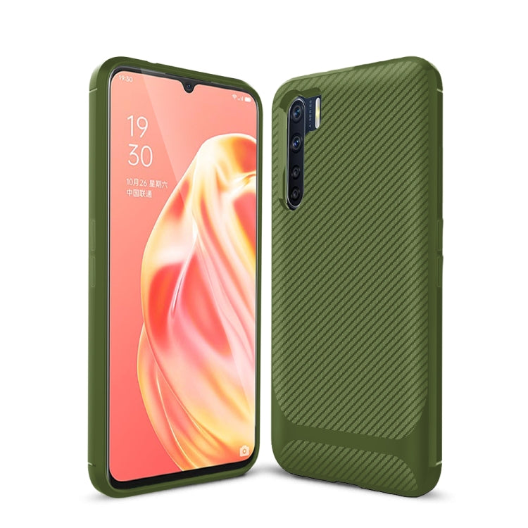 For OPPO A91 / F15 / Reno3 Carbon Fiber Texture Shockproof TPU Protective Case