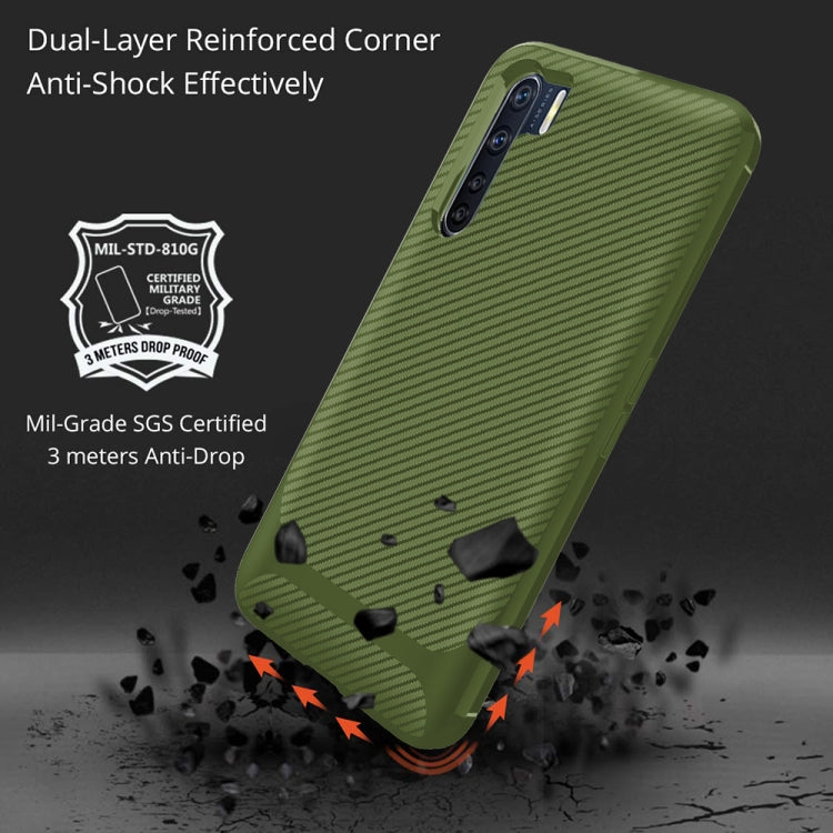 For OPPO A91 / F15 / Reno3 Carbon Fiber Texture Shockproof TPU Protective Case