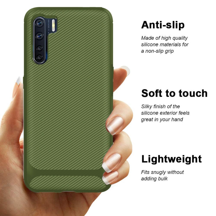 For OPPO A91 / F15 / Reno3 Carbon Fiber Texture Shockproof TPU Protective Case