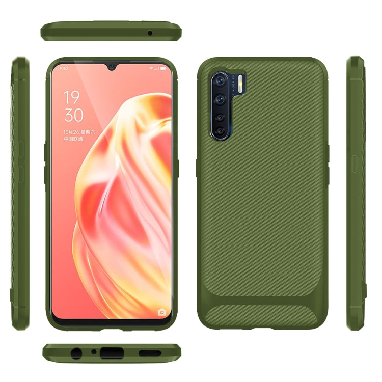 For OPPO A91 / F15 / Reno3 Carbon Fiber Texture Shockproof TPU Protective Case