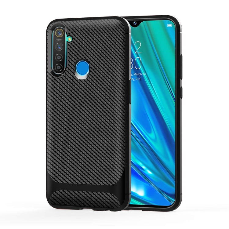 For OPPO Realme Q(China Version) Carbon Fiber Texture Shockproof TPU Protective Case