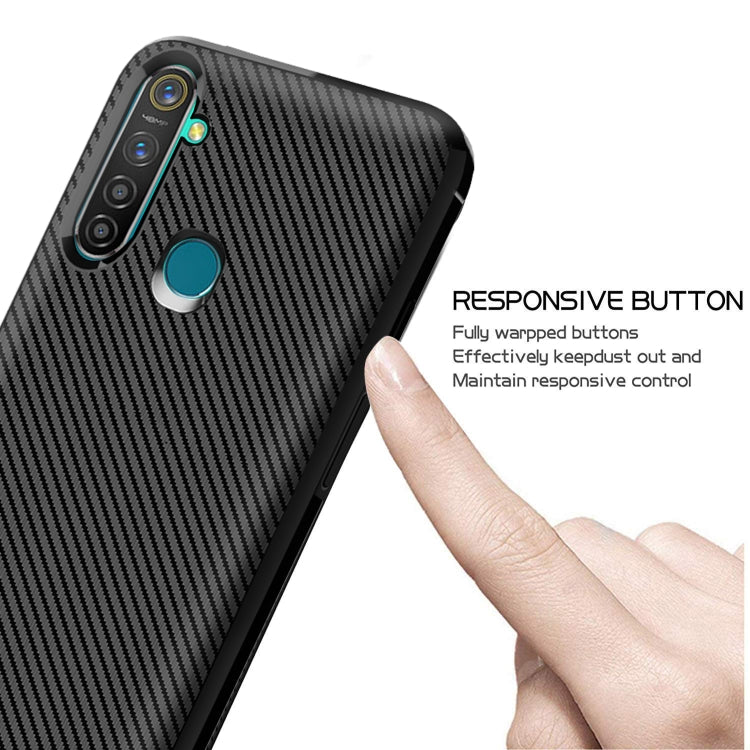 For OPPO Realme Q(China Version) Carbon Fiber Texture Shockproof TPU Protective Case