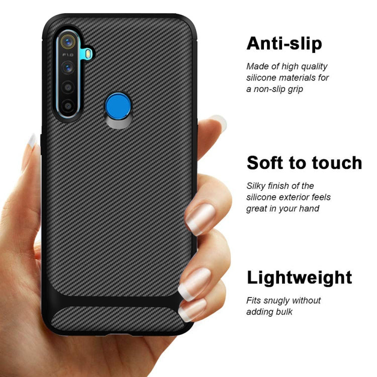 For OPPO Realme 5s Carbon Fiber Texture Shockproof TPU Protective Case