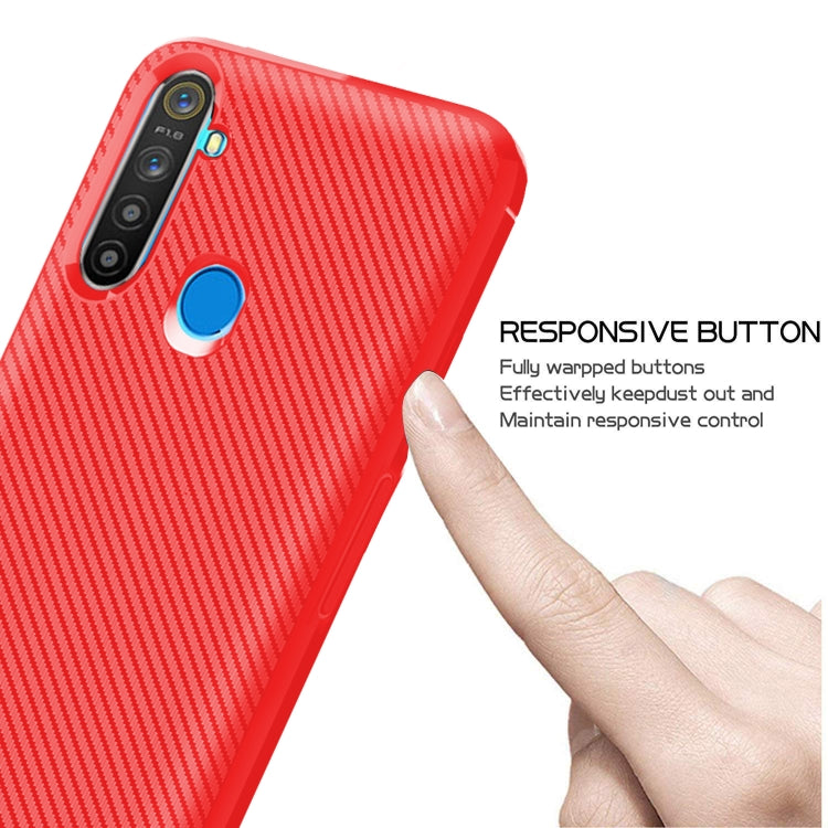 For OPPO Realme 5s Carbon Fiber Texture Shockproof TPU Protective Case