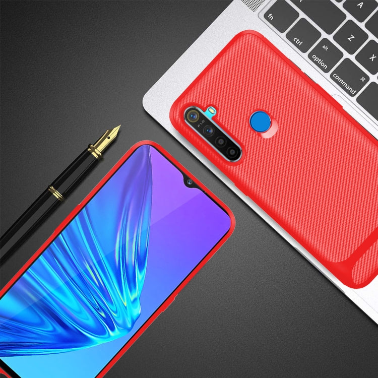 For OPPO Realme 5s Carbon Fiber Texture Shockproof TPU Protective Case