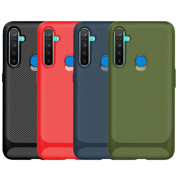 For OPPO Realme 5s Carbon Fiber Texture Shockproof TPU Protective Case