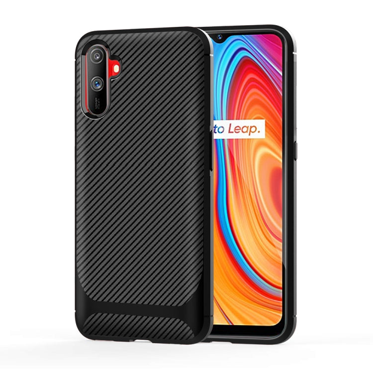 For OPPO Realme C3 Carbon Fiber Texture Shockproof TPU Protective Case