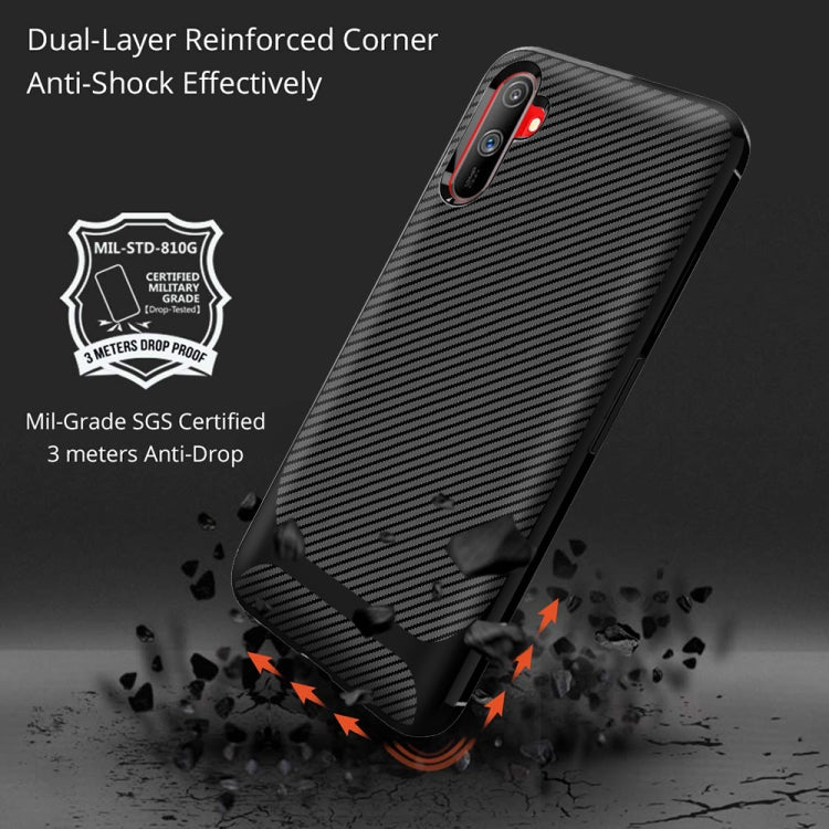 For OPPO Realme C3 Carbon Fiber Texture Shockproof TPU Protective Case