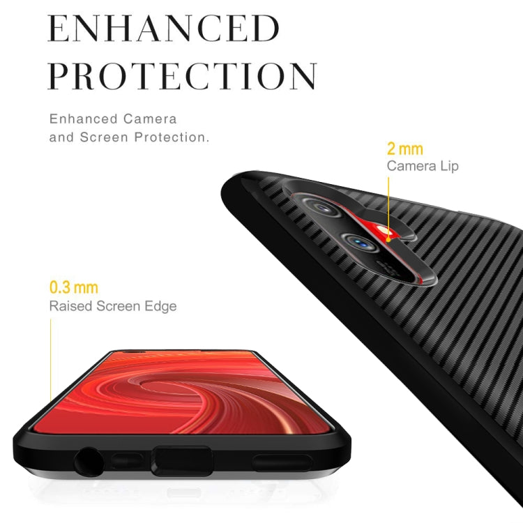 For OPPO Realme C3 Carbon Fiber Texture Shockproof TPU Protective Case