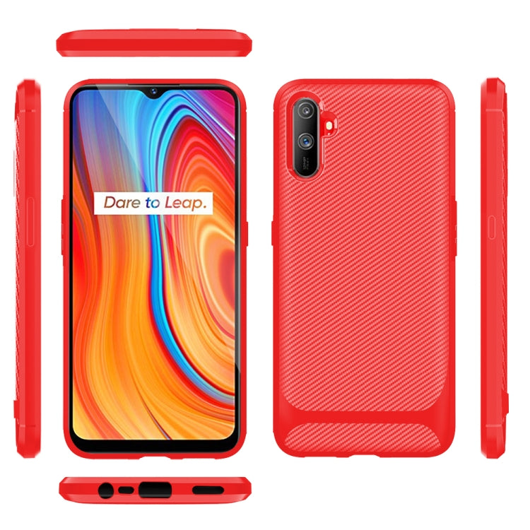 For OPPO Realme C3 Carbon Fiber Texture Shockproof TPU Protective Case