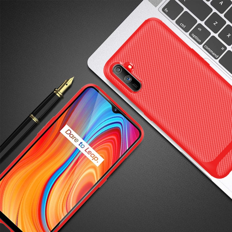 For OPPO Realme C3 Carbon Fiber Texture Shockproof TPU Protective Case
