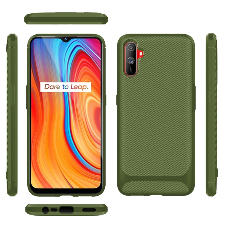 For OPPO Realme C3 Carbon Fiber Texture Shockproof TPU Protective Case