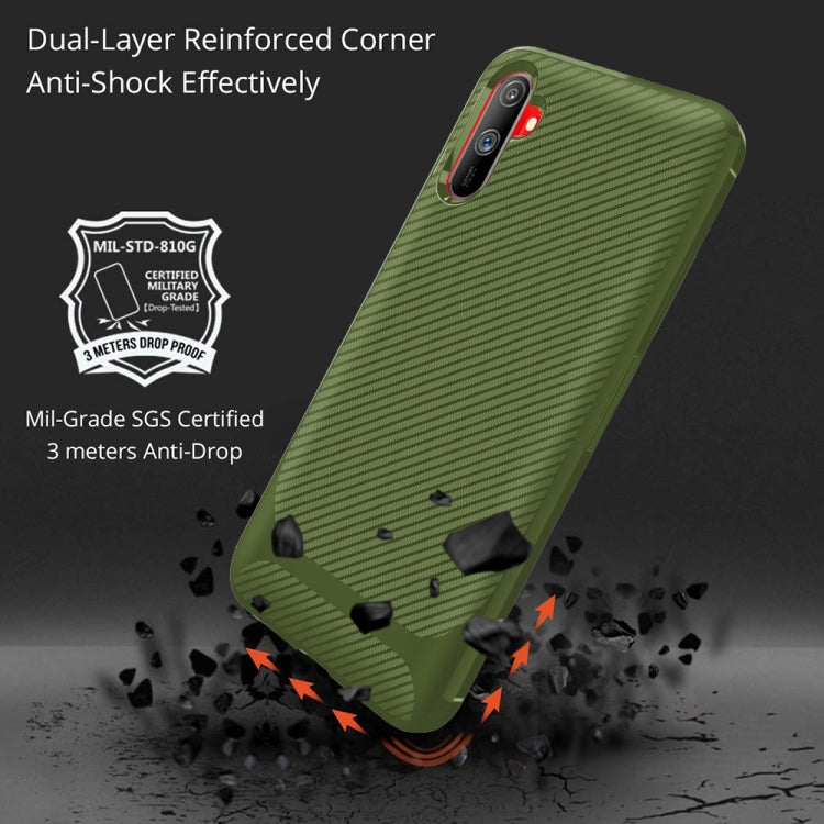 For OPPO Realme C3 Carbon Fiber Texture Shockproof TPU Protective Case