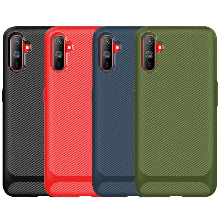 For OPPO Realme C3 Carbon Fiber Texture Shockproof TPU Protective Case