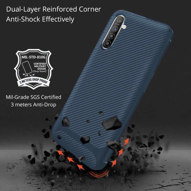 For OPPO Realme XT / X2 / K5 Carbon Fiber Texture Shockproof TPU Protective Case