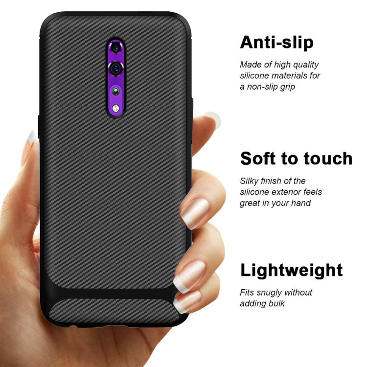 For OPPO Reno Z Carbon Fiber Texture Shockproof TPU Protective Case