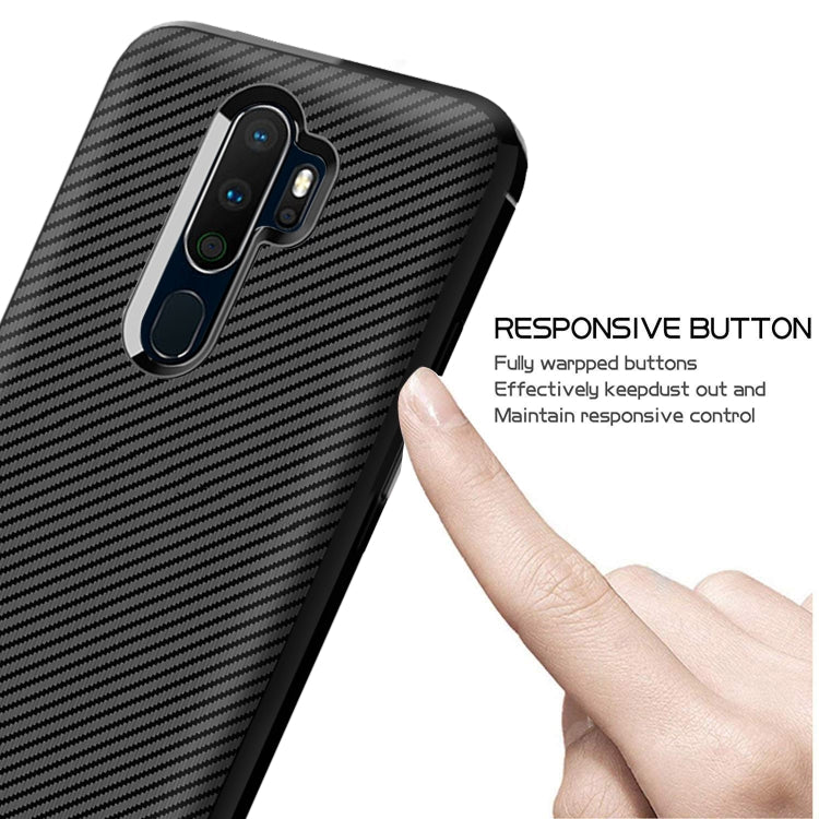 For OPPO A9 (2020) / A5(2020) Carbon Fiber Texture Shockproof TPU Protective Case
