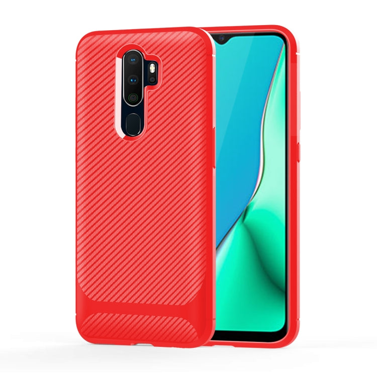 For OPPO A9 (2020) / A5(2020) Carbon Fiber Texture Shockproof TPU Protective Case