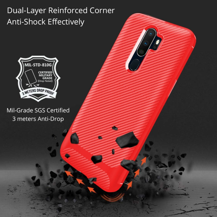 For OPPO A9 (2020) / A5(2020) Carbon Fiber Texture Shockproof TPU Protective Case