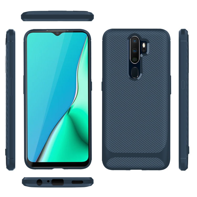 For OPPO A9 (2020) / A5(2020) Carbon Fiber Texture Shockproof TPU Protective Case