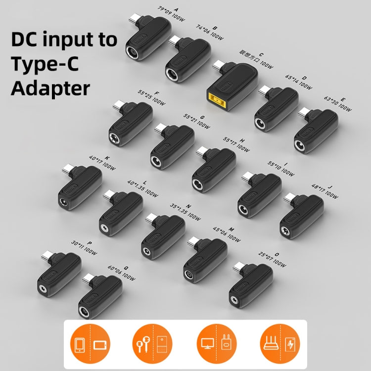 100W O 2.5X0.7mm Female to USB-C/Type-C Male Plug Charging Adapter