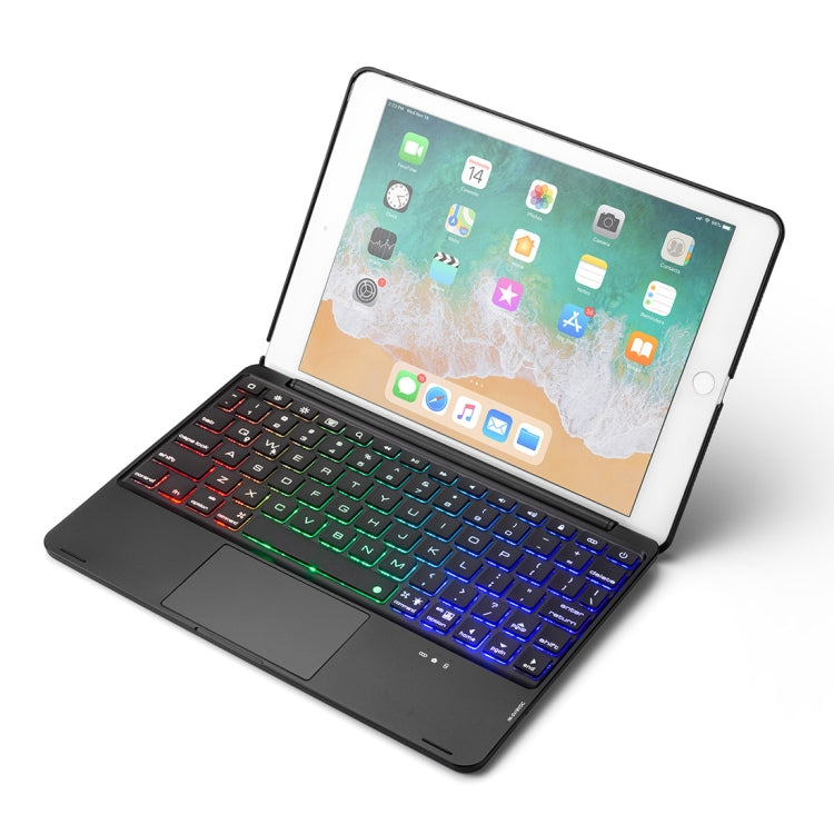 F8TS For iPad Air 2 & Air 1 / Pro 9.7 inch & 2017 iPad & 2018 iPad Colorful Backlit Bluetooth Keyboard Tablet Case with Touchpad