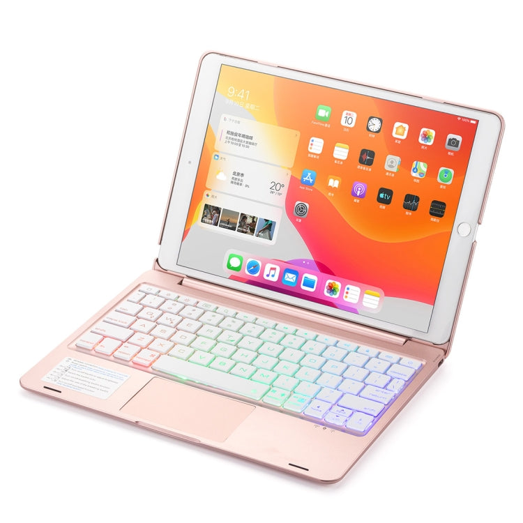 F8TS For iPad Air 2 & Air 1 / Pro 9.7 inch & 2017 iPad & 2018 iPad Colorful Backlit Bluetooth Keyboard Tablet Case with Touchpad