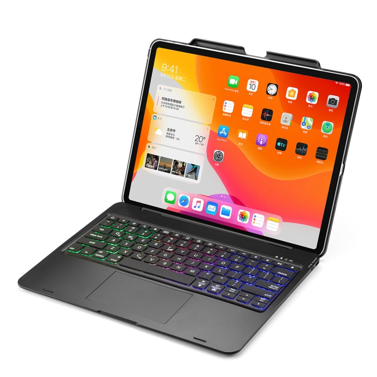 F129TS For iPad Pro 12.9 inch (2020) Colorful Backlit Bluetooth Keyboard Tablet Case with Touchpad & Pen Slot