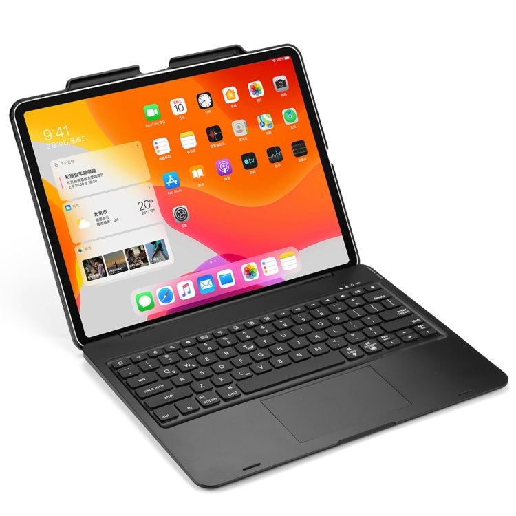 F129TS For iPad Pro 12.9 inch (2020) Colorful Backlit Bluetooth Keyboard Tablet Case with Touchpad & Pen Slot