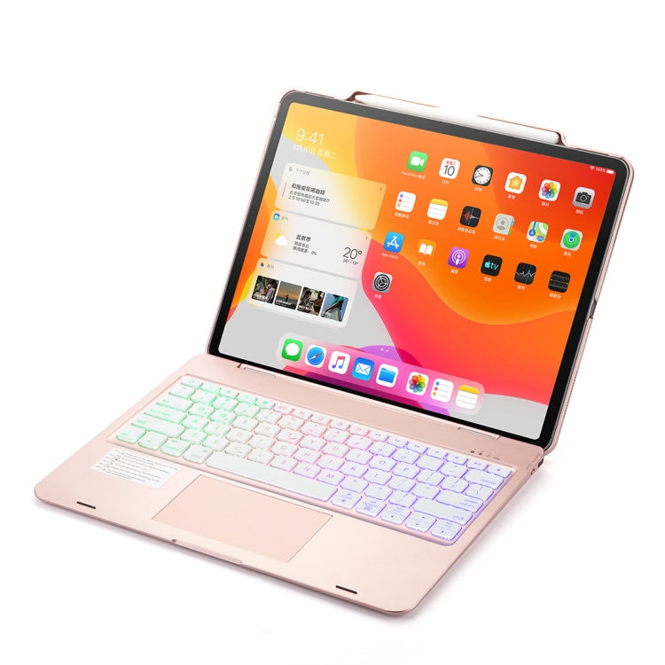 F129TS For iPad Pro 12.9 inch (2020) Colorful Backlit Bluetooth Keyboard Tablet Case with Touchpad & Pen Slot