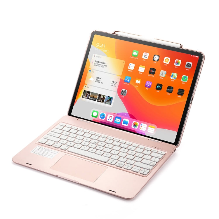 F129TS For iPad Pro 12.9 inch (2020) Colorful Backlit Bluetooth Keyboard Tablet Case with Touchpad & Pen Slot