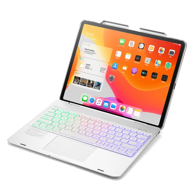 F129TS For iPad Pro 12.9 inch (2020) Colorful Backlit Bluetooth Keyboard Tablet Case with Touchpad & Pen Slot
