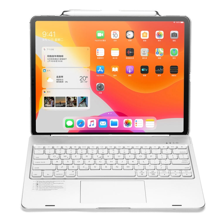 F129TS For iPad Pro 12.9 inch (2020) Colorful Backlit Bluetooth Keyboard Tablet Case with Touchpad & Pen Slot