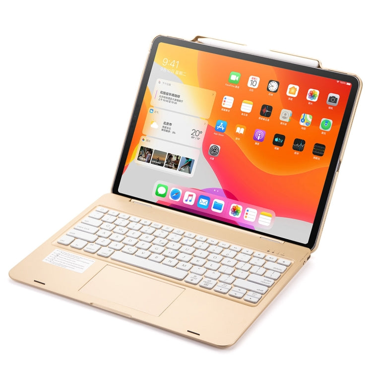 F129TS For iPad Pro 12.9 inch (2020) Colorful Backlit Bluetooth Keyboard Tablet Case with Touchpad & Pen Slot