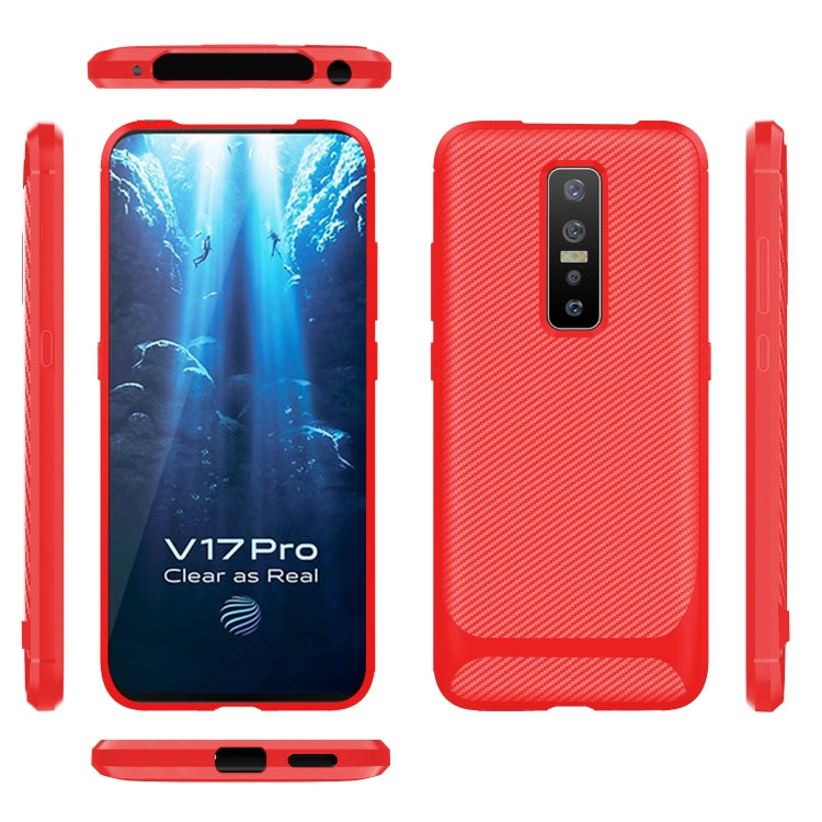 For Vivo V17 Pro Carbon Fiber Texture Shockproof TPU Protective Case
