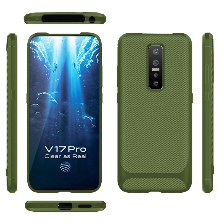 For Vivo V17 Pro Carbon Fiber Texture Shockproof TPU Protective Case