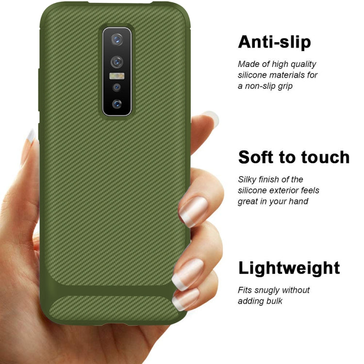 For Vivo V17 Pro Carbon Fiber Texture Shockproof TPU Protective Case