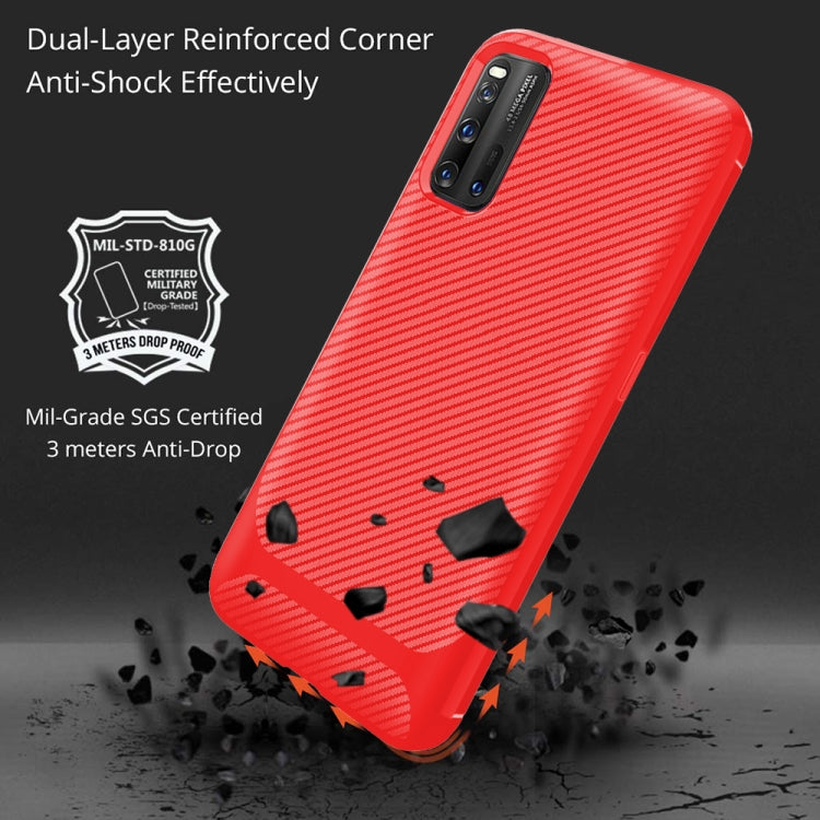 For Vivo IQOO 3 Carbon Fiber Texture Shockproof TPU Protective Case
