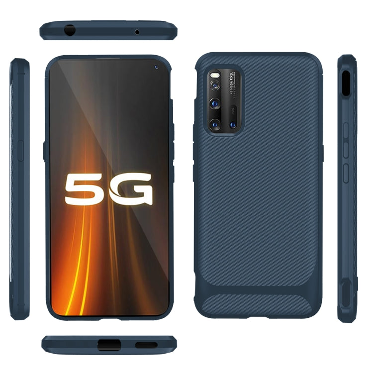 For Vivo IQOO 3 Carbon Fiber Texture Shockproof TPU Protective Case