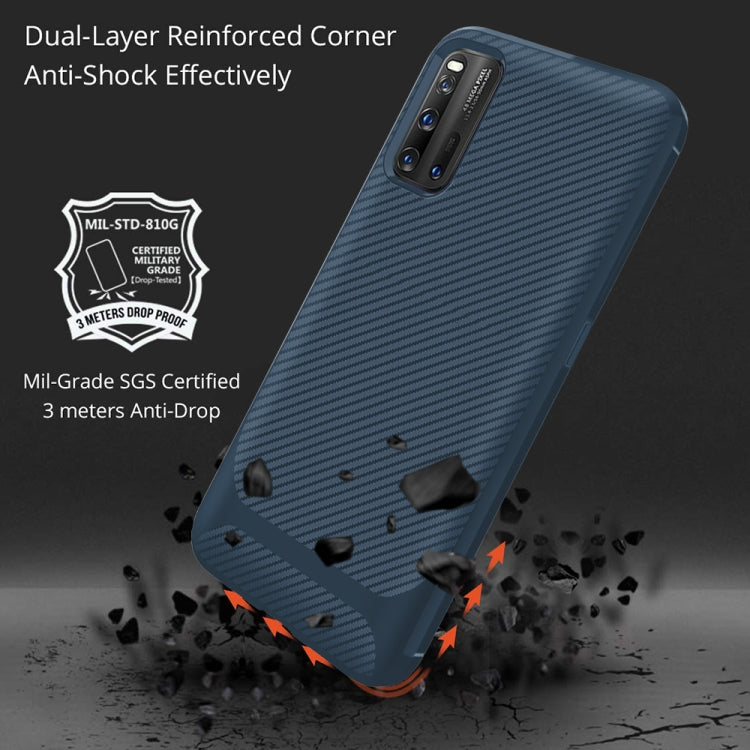 For Vivo IQOO 3 Carbon Fiber Texture Shockproof TPU Protective Case
