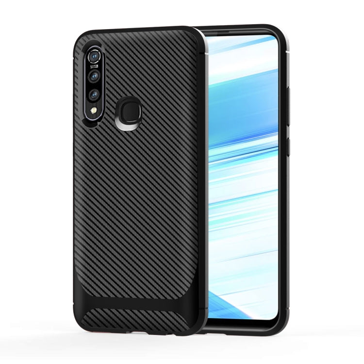 For Vivo Y5s(China Version) Carbon Fiber Texture Shockproof TPU Protective Case