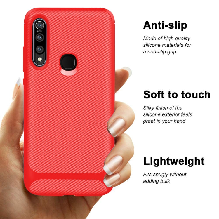 For Vivo Y5s(China Version) Carbon Fiber Texture Shockproof TPU Protective Case