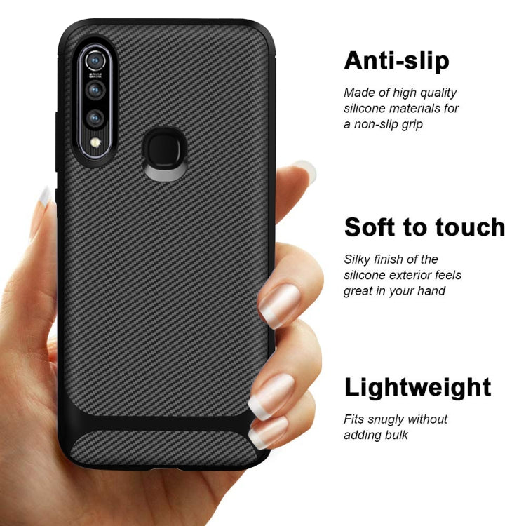 For Vivo Y17 / Y15 / Y12 / Y11 / Y3 Carbon Fiber Texture Shockproof TPU Protective Case