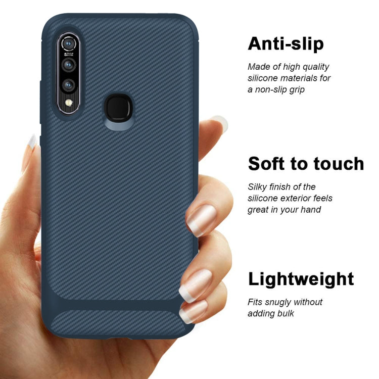 For Vivo Y19(Global Official Version) / U3(China Version) Carbon Fiber Texture Shockproof TPU Protective Case