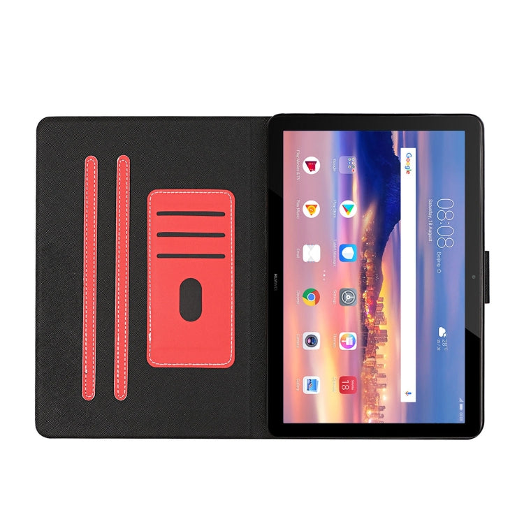 For Huawei MediaPad T5 Solid Color Horizontal Flip Leather Case with Card Slots & Holder