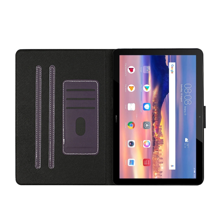 For Huawei MediaPad T5 Solid Color Horizontal Flip Leather Case with Card Slots & Holder