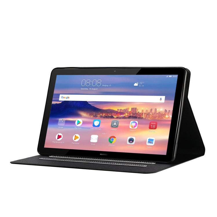 For Huawei MediaPad T5 Solid Color Horizontal Flip Leather Case with Card Slots & Holder